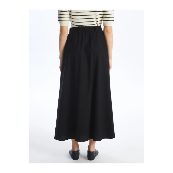 Kadın Beli Lastikli Düz Etek