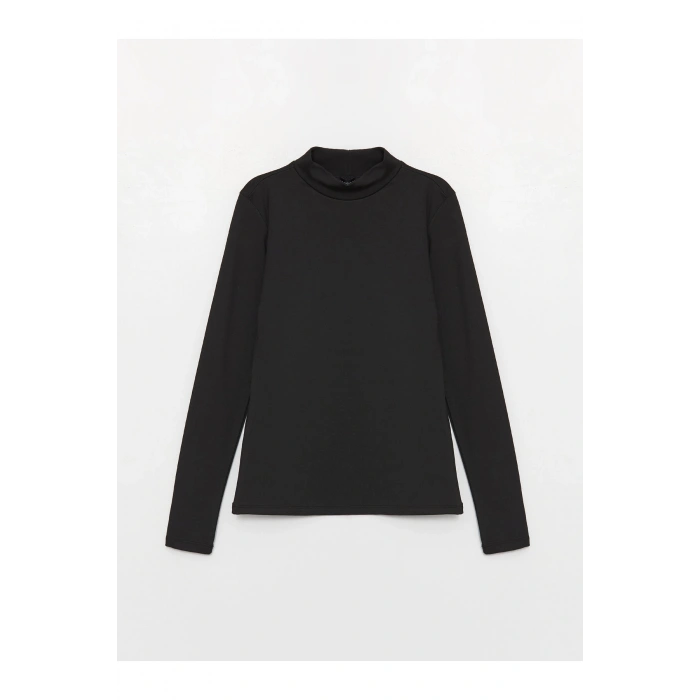 Bisiklet Yaka Düz Uzun Kollu Kadın Tişört