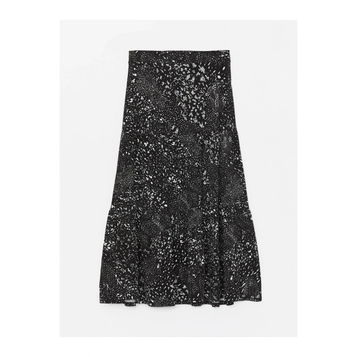 Beli Lastikli Desenli A Kesim Kadın Etek