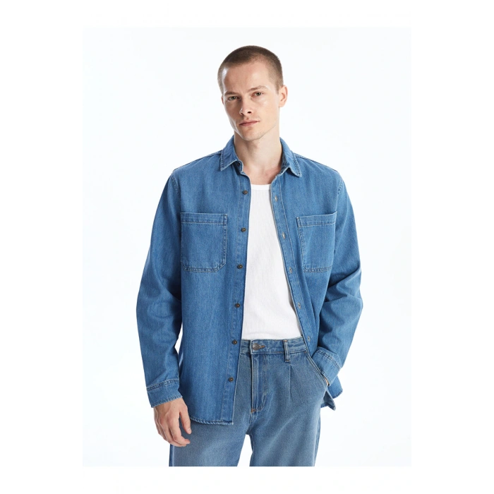 LCW Regular Fit Uzun Kollu Erkek Jean Gömlek