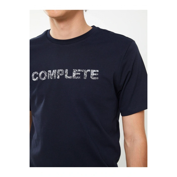 Bisiklet Yaka Kısa Kollu Baskılı Penye Erkek Tişört