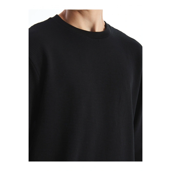 Lcwk Bisiklet Yaka Uzun Kollu Erkek Dokulu Sweatshirt