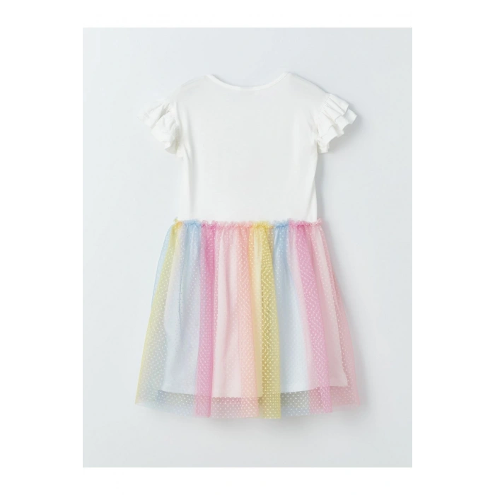 Bisiklet Yaka Baskılı Kız Çocuk Elbise