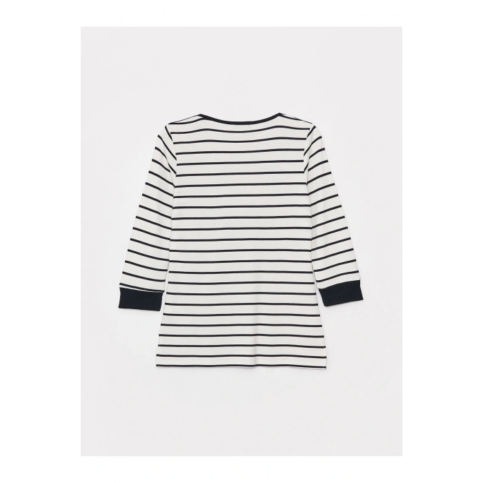 Kayık Yaka Çizgili Kadın Tişört