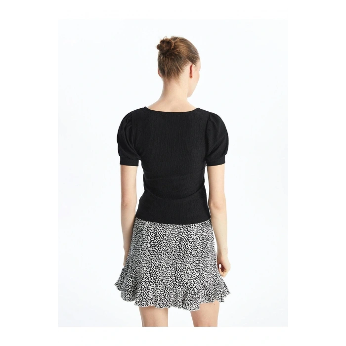 LCW Vision Kare Yaka Düz Kısa Kollu Kadın Bluz