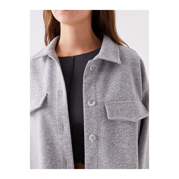 Düz Uzun Kollu Kadın Gömlek Ceket