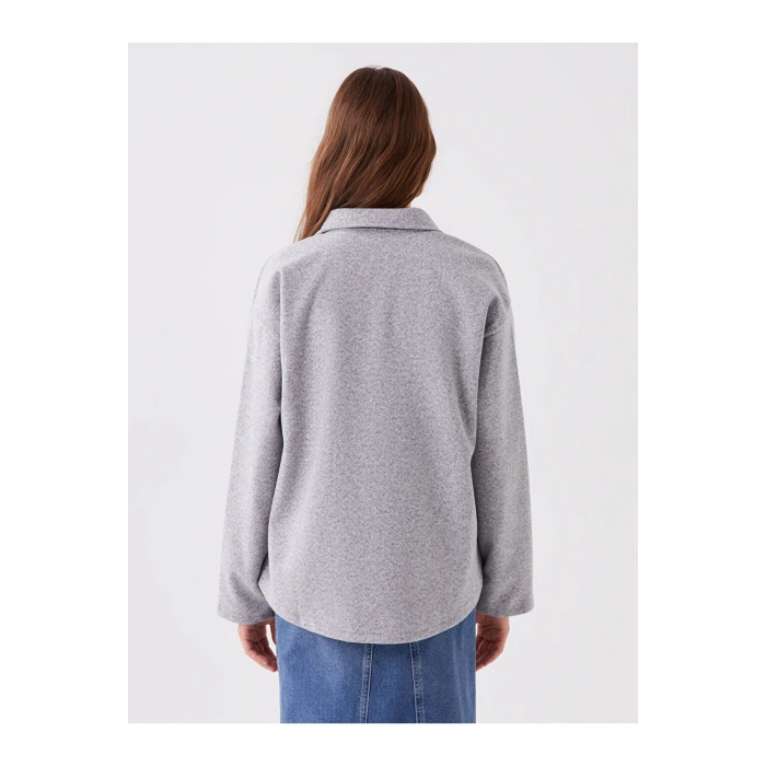 Düz Uzun Kollu Kadın Gömlek Ceket