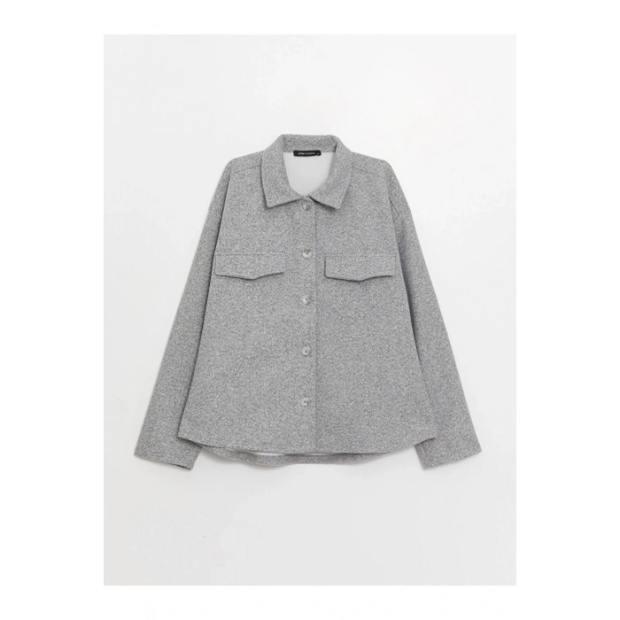 Düz Uzun Kollu Kadın Gömlek Ceket