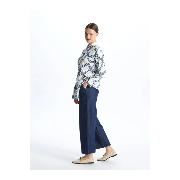 Beli Lastikli Wideleg Kadın Jean Pantolon