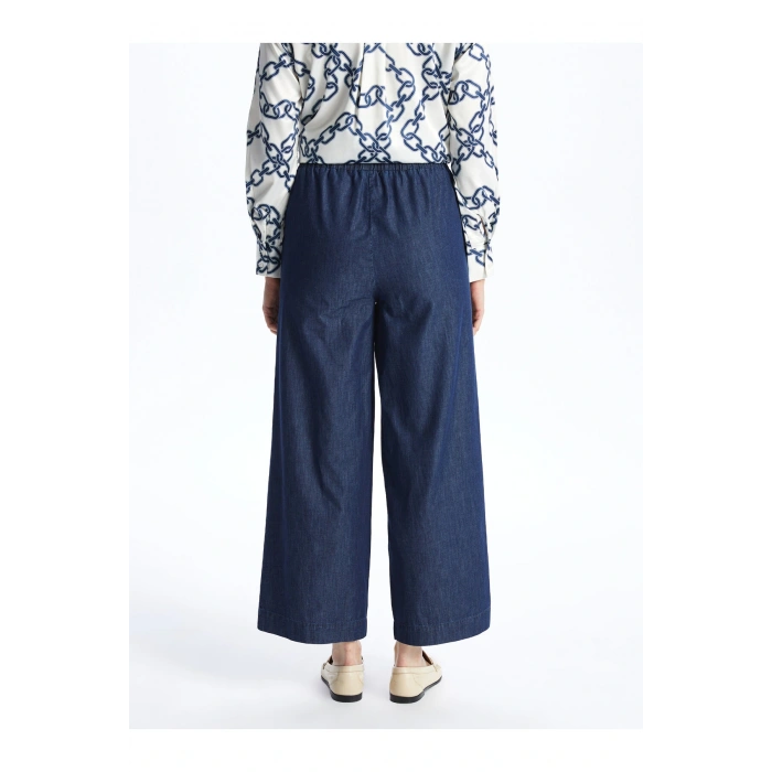 Beli Lastikli Wideleg Kadın Jean Pantolon