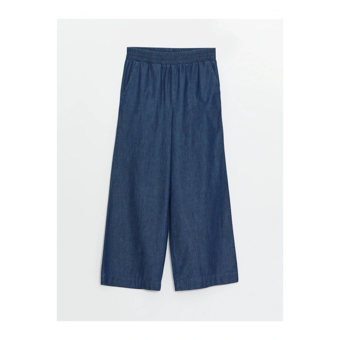 Beli Lastikli Wideleg Kadın Jean Pantolon