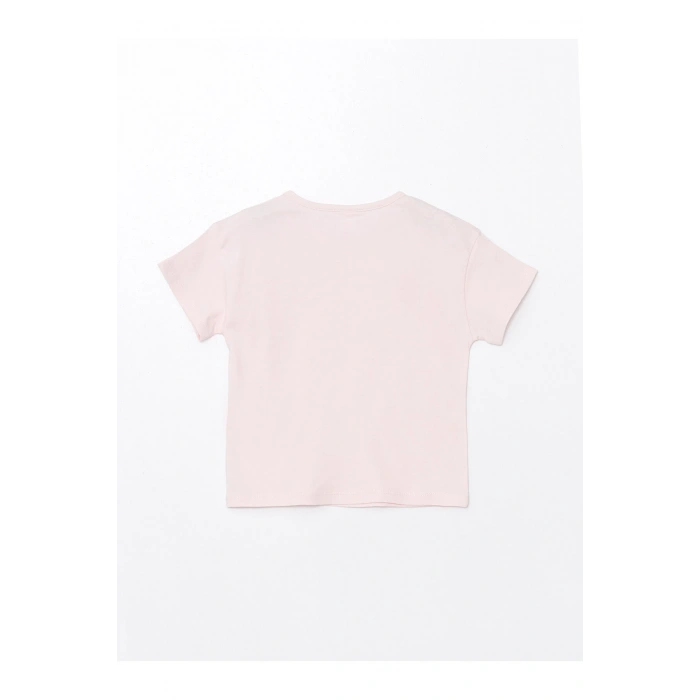 Bisiklet Yaka Baskılı Kısa Kollu Kız Bebek Tişört