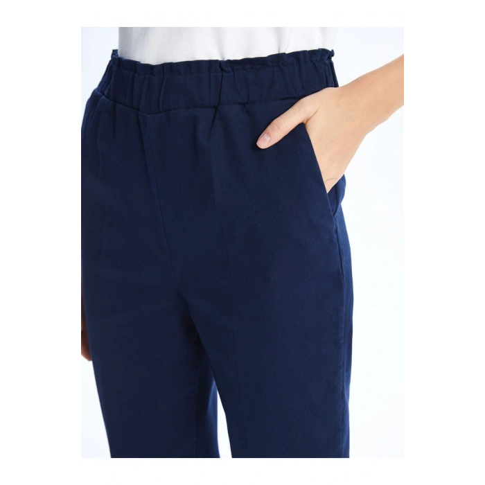 Beli Lastikli Düz Gabardin Kadın Pantolon