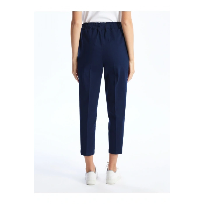Beli Lastikli Düz Gabardin Kadın Pantolon