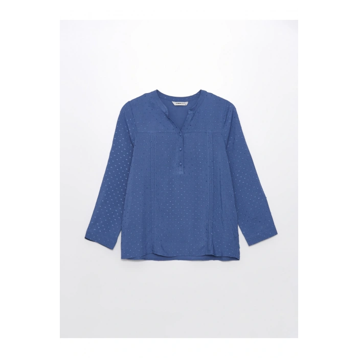 LCW Kaçık Yaka Kendinden Desenli Uzun Kollu Kadın Bluz