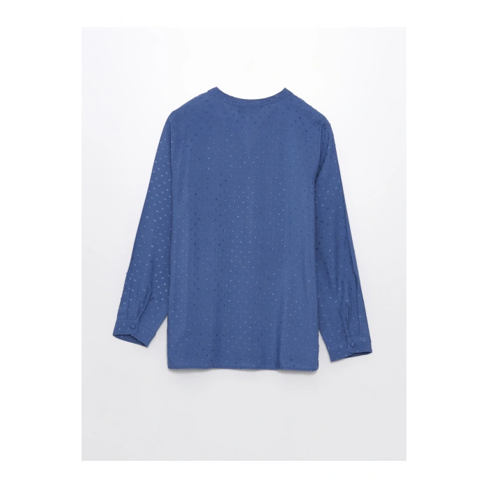 LCW Kaçık Yaka Kendinden Desenli Uzun Kollu Kadın Bluz