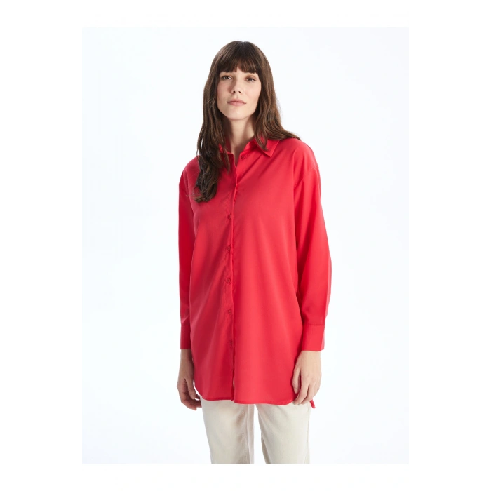 Düz Uzun Kollu Oversize Kadın Gömlek Tunik