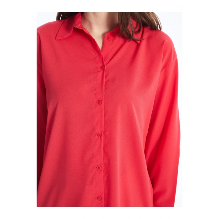 Düz Uzun Kollu Oversize Kadın Gömlek Tunik