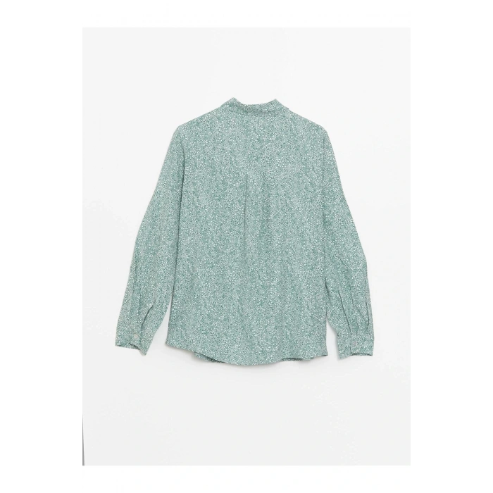 LCW Grace Nane Yeşili Baskılı Desenli Uzun Kollu Kadın Gömlek