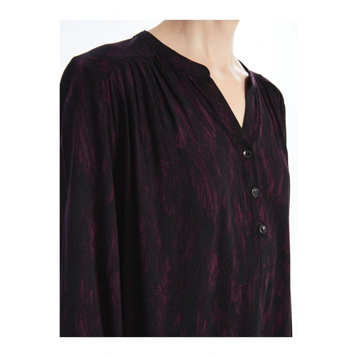 LCW Kaçık Yaka Desenli Uzun Kollu Kadın Bluz