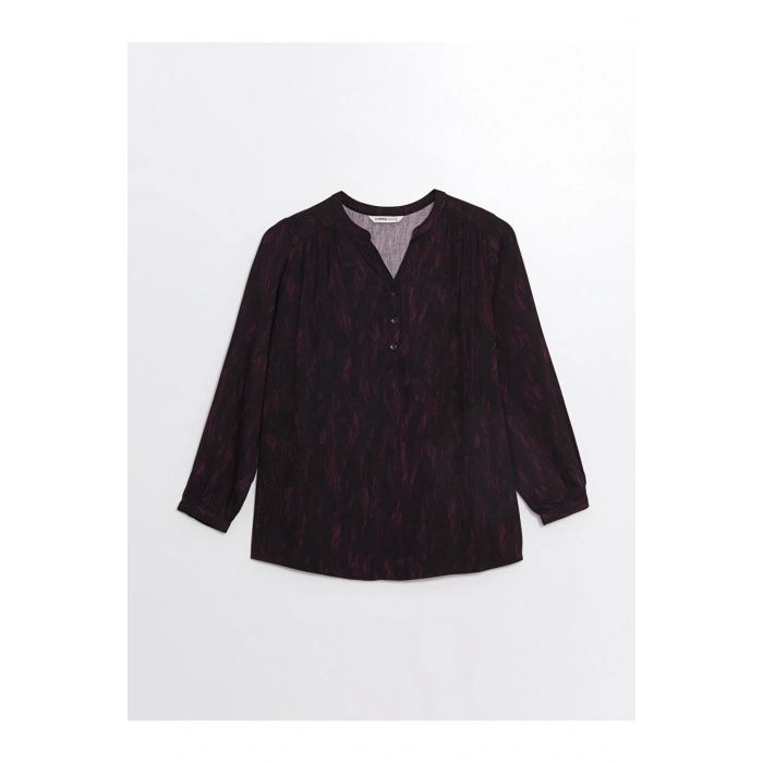 LCW Kaçık Yaka Desenli Uzun Kollu Kadın Bluz