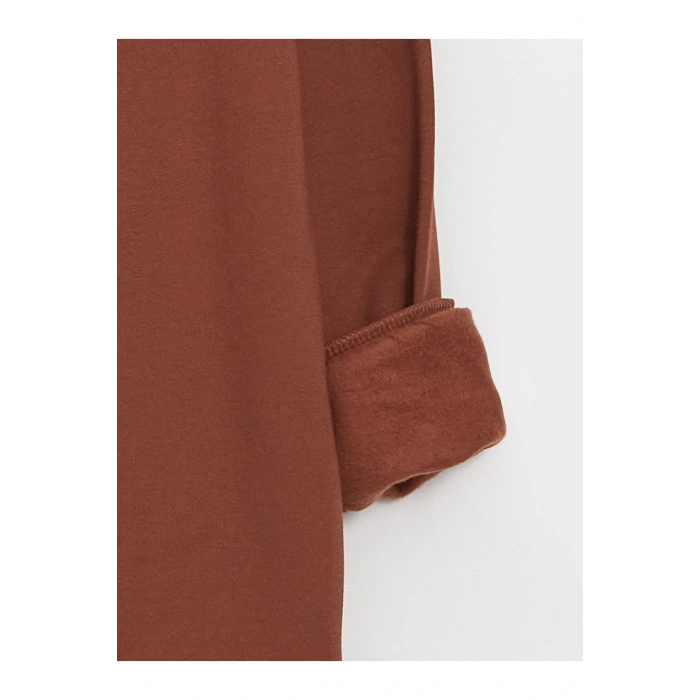 Bisiklet Yaka Baskılı Uzun Kollu Oversize Kadın Sweatshirt Tunik