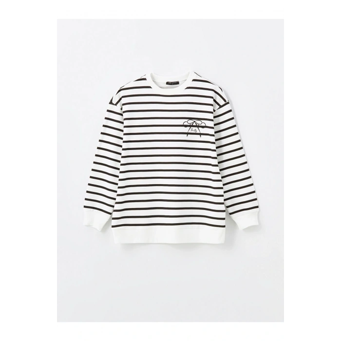 LCW Bisiklet Yaka Çizgili Uzun Kollu Hamile Sweatshirt