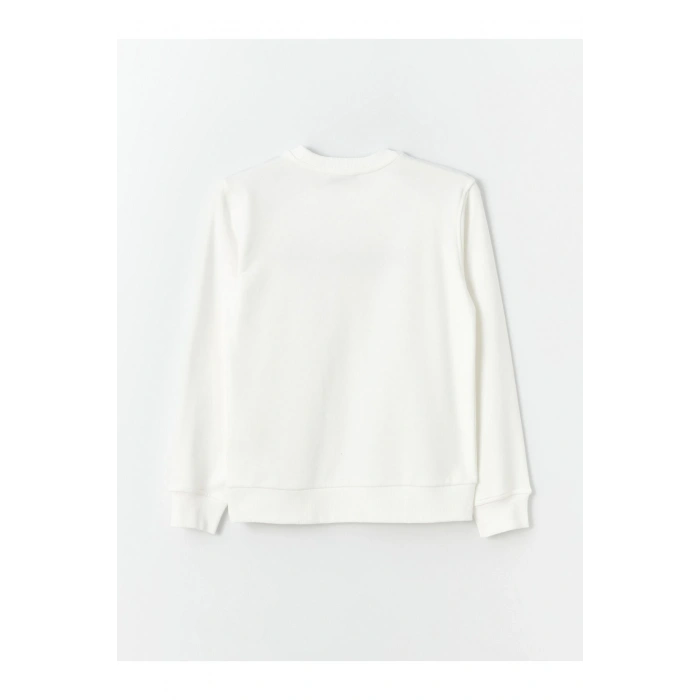 Bisiklet Yaka Baskılı Uzun Kollu Kadın Sweatshirt