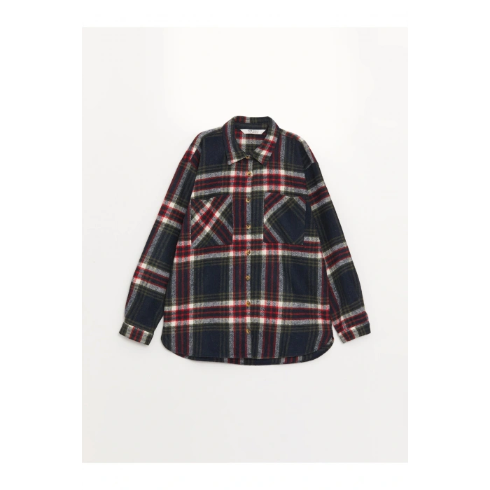 Ekose Uzun Kollu Kız Çocuk Gömlek Ceket