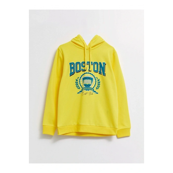 LCW Casual Kapüşonlu Baskılı Uzun Kollu Kadın Sweatshirt