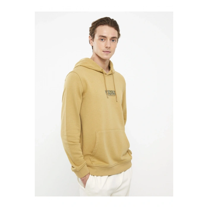 Kapüşonlu Uzun Kollu Baskılı Erkek Sweatshirt