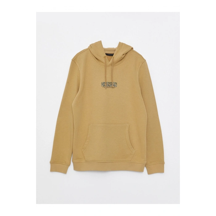 Kapüşonlu Uzun Kollu Baskılı Erkek Sweatshirt