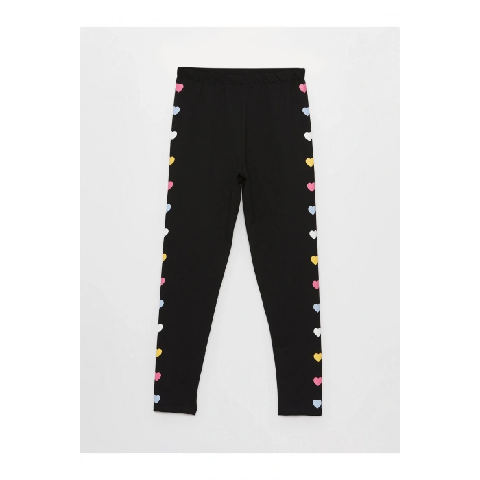 Beli Lastikli Baskılı Kız Çocuk Uzun Tayt