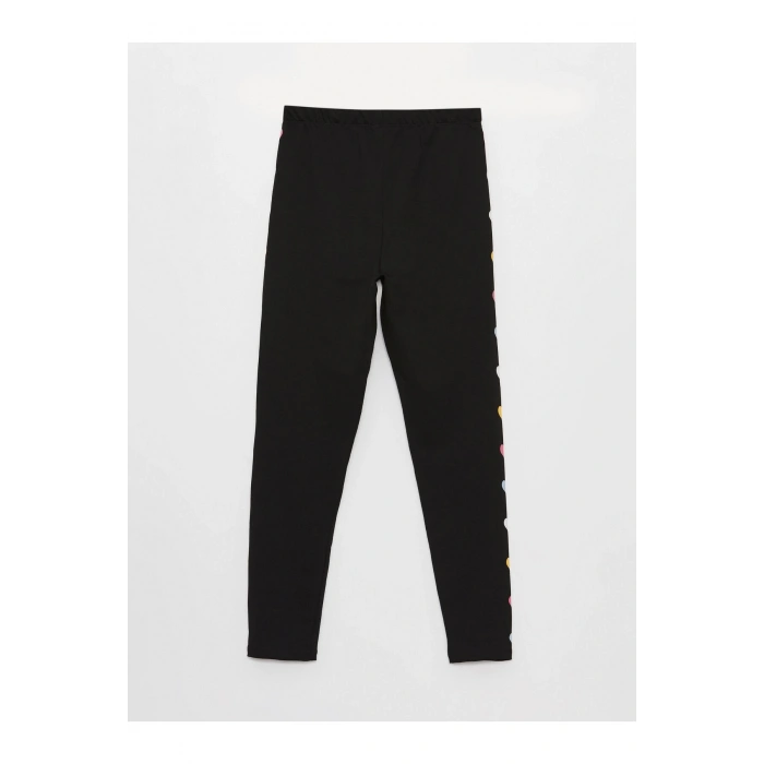 Beli Lastikli Baskılı Kız Çocuk Uzun Tayt