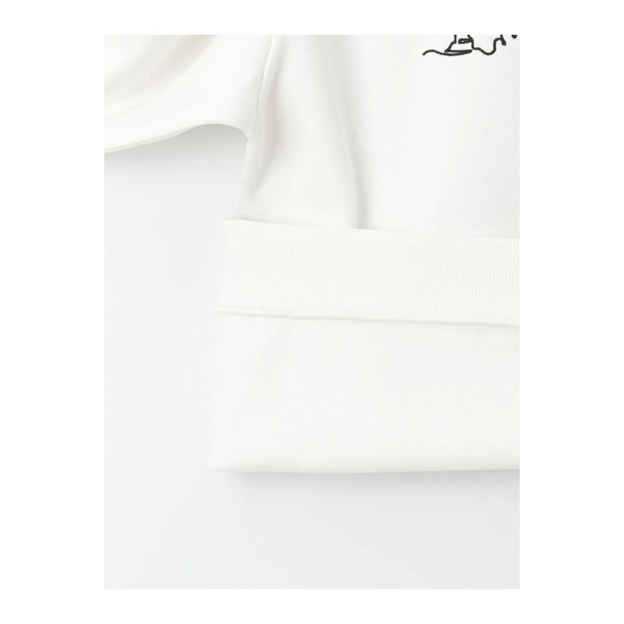 Bisiklet Yaka Nakışlı Uzun Kollu Kadın Sweatshirt