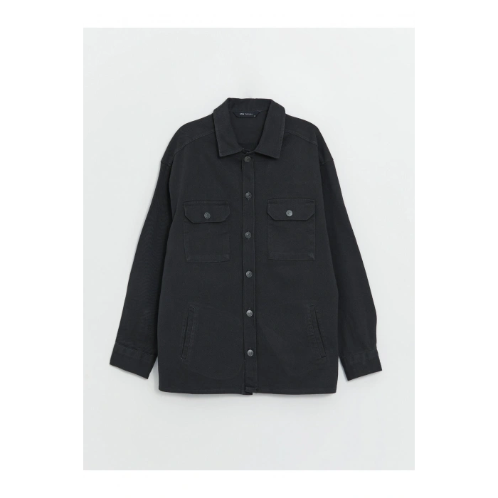 Rahat Kalıp Uzun Kollu Gabardin Erkek Gömlek Ceket