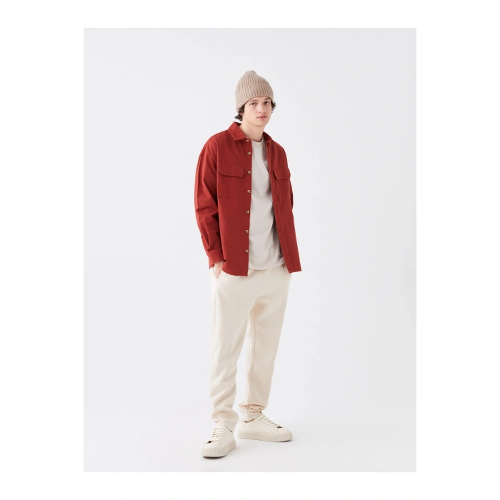 Rahat Kalıp Uzun Kollu Gabardin Erkek Gömlek