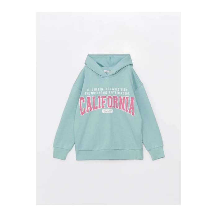 Baskılı Uzun Kollu Kız Çocuk Hoodie