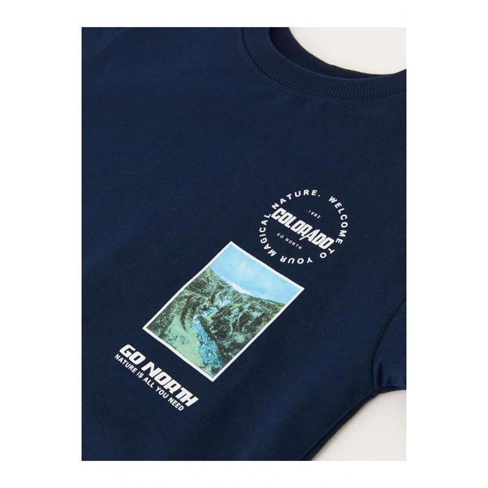 LCW Kids Rahat Kalıp Bisiklet Yaka Baskılı Erkek Çocuk Sweatshirt