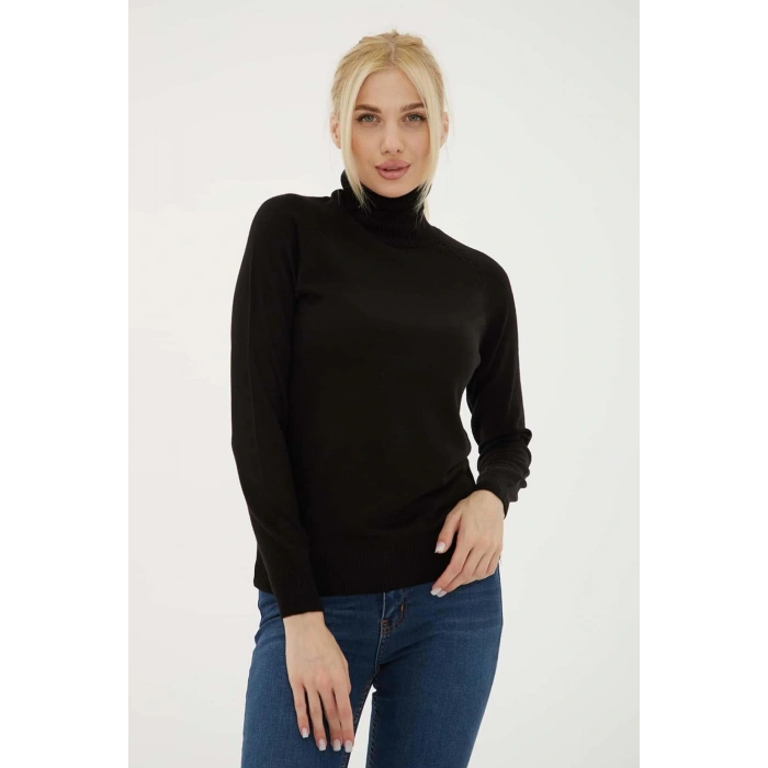 Balıkçı Yaka Kazak Siyah