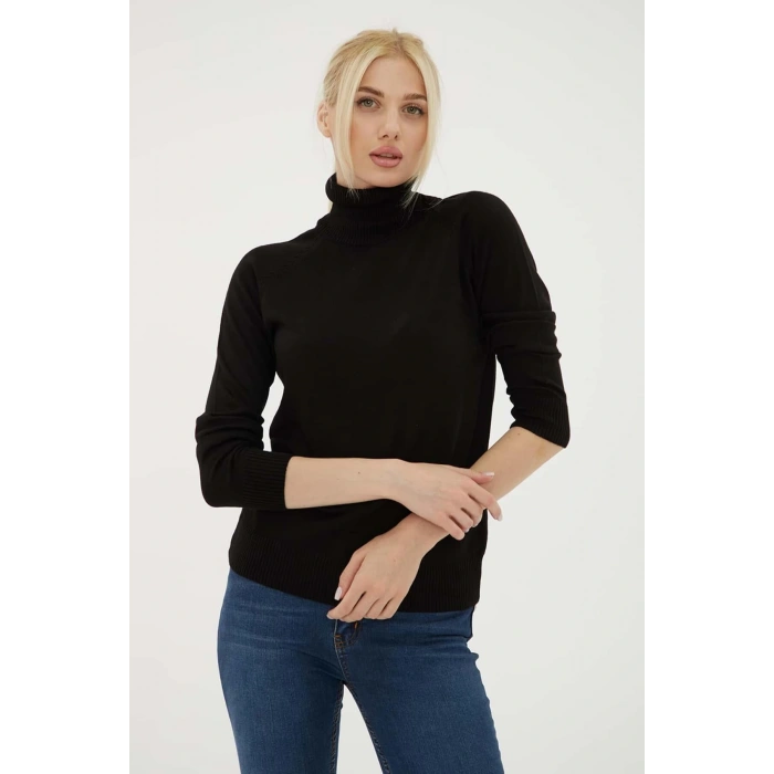 Balıkçı Yaka Kazak Siyah