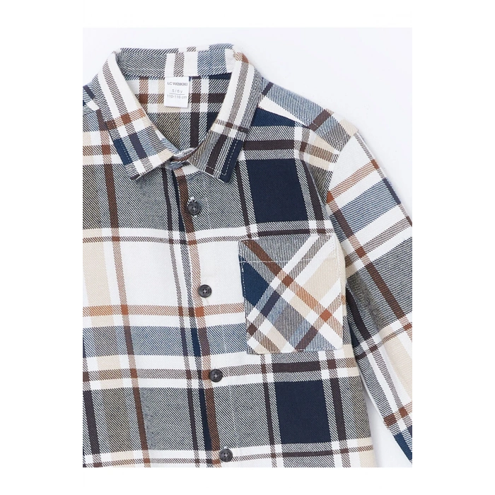 Lcw Kids Mavi Uzun Kollu Ekose Desenli Erkek Çocuk Oduncu Gömlek