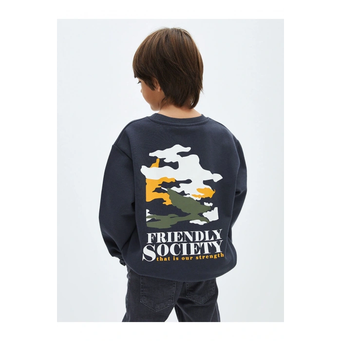 Lw - Bisiklet Yaka Baskılı Uzun Kollu Erkek Çocuk Sweatshirt