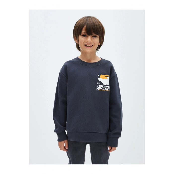 Lw - Bisiklet Yaka Baskılı Uzun Kollu Erkek Çocuk Sweatshirt