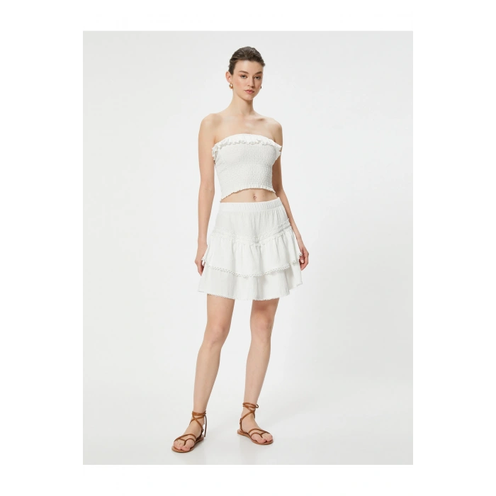 Mini Etek Beli Lastikli Dokulu Fisto Detaylı