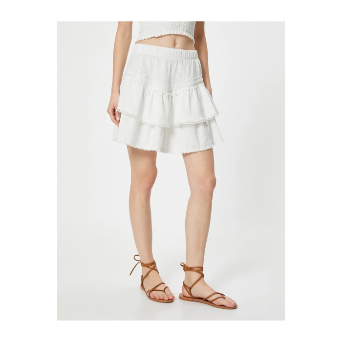 Mini Etek Beli Lastikli Dokulu Fisto Detaylı