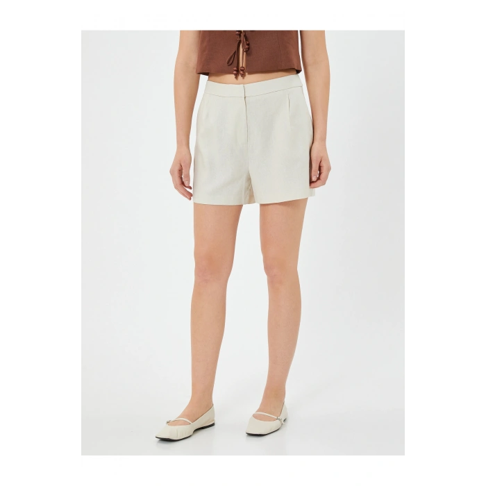 Keten Şort Cepli Standart Bel Bol Kalıp