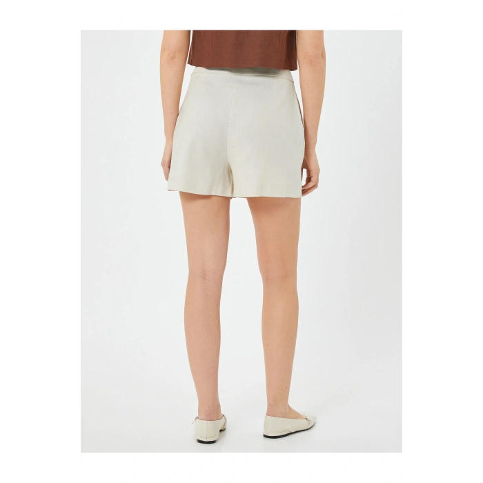 Keten Şort Cepli Standart Bel Bol Kalıp