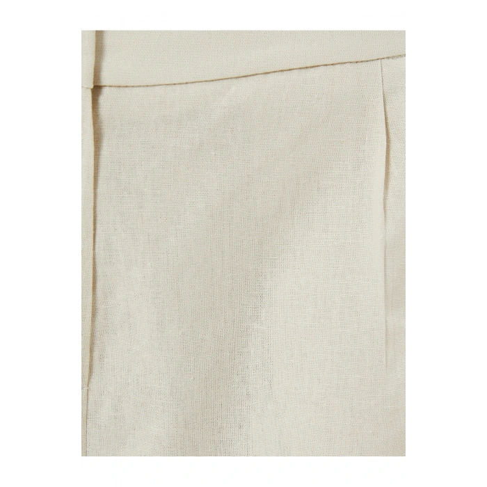 Keten Şort Cepli Standart Bel Bol Kalıp