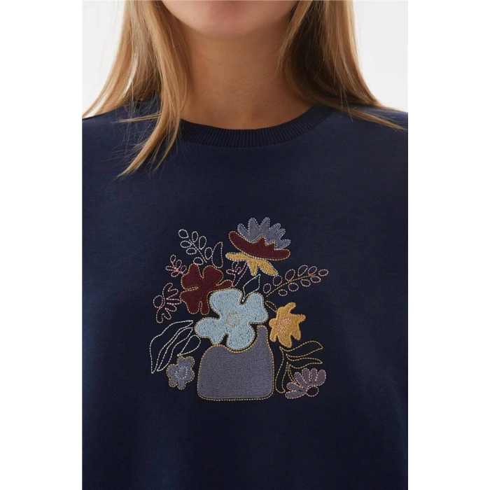 Nakışlı Sweat Lacivert